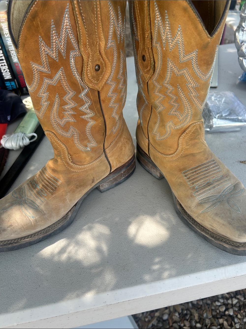 Men's Tan Leather Western Cowboy Boots